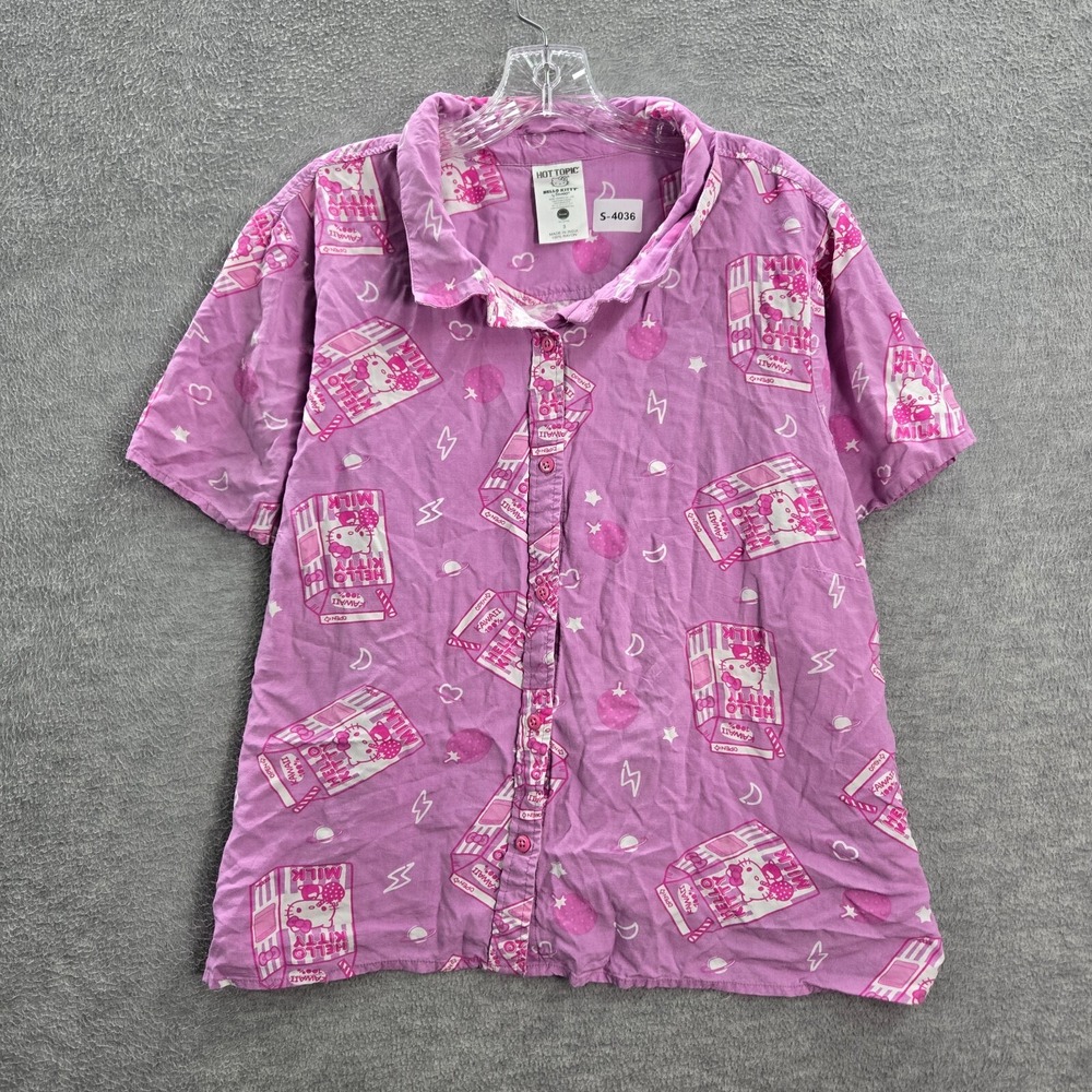Hello Kitty x Hot Topic Women Sleepwear 3 Pink Sleepshirt Logo All Over Print